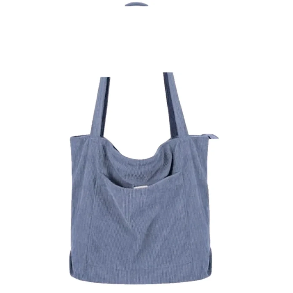 Corduroy Bag NEW ! Interior Pocket Shoulder Straps in Clay Blue